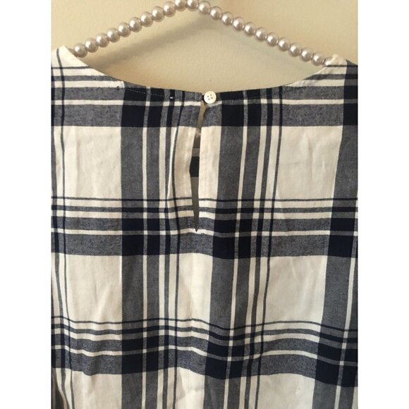 NWT JCrew Mercantile Size 6 Blue White Windowpane Plaid Blouse Bell Sleeve - Picture 5 of 6